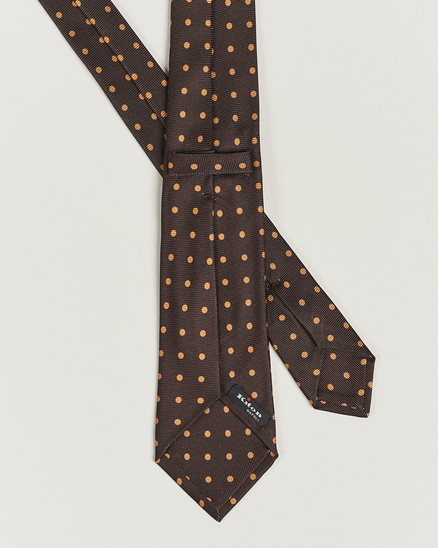 Homme | Kiton Dotted Silk Tie Dark Brown | Kiton | Dotted Silk Tie Dark Brown