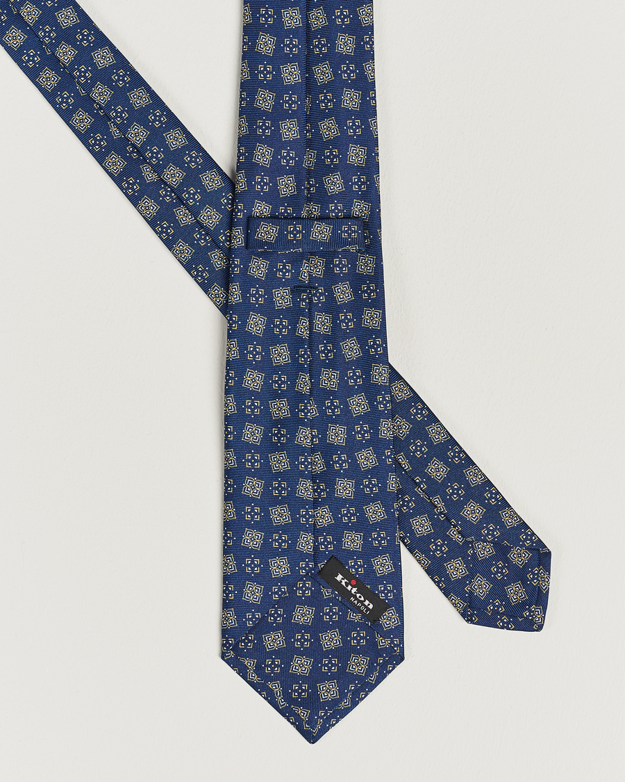 Homme |  | Kiton | Printed Silk Tie Navy