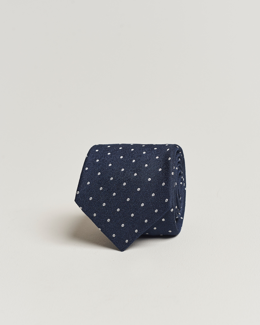 Homme | Kiton Dotted Silk/Linen Tie Navy | Kiton | Dotted Silk/Linen Tie Navy