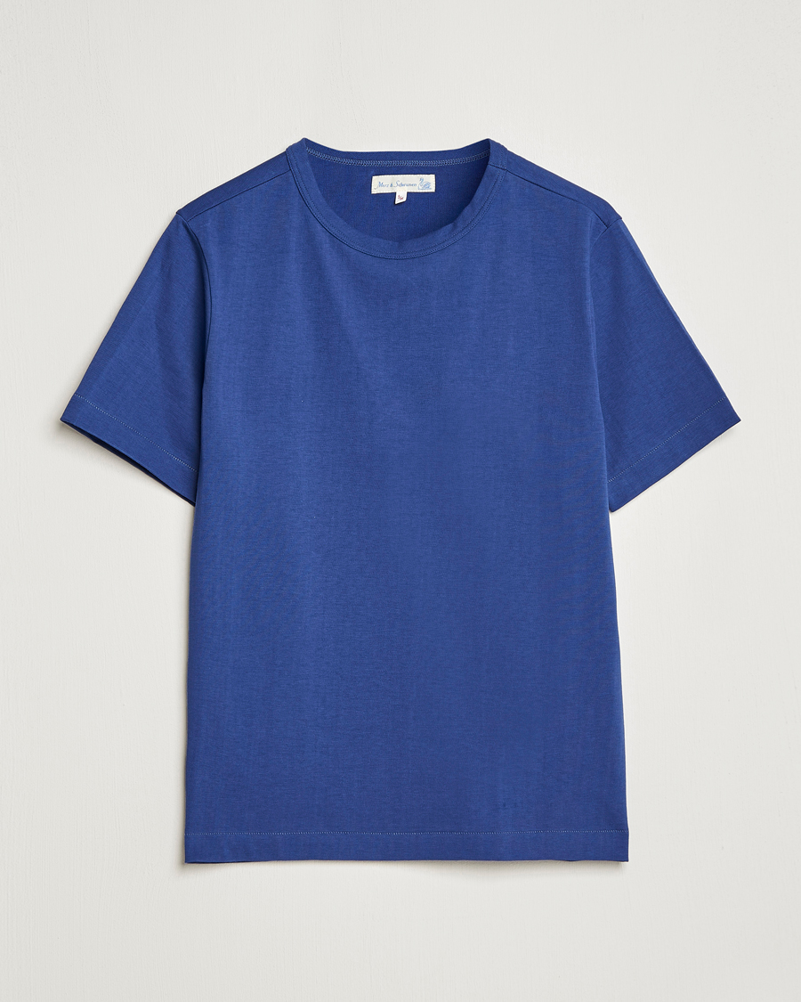 Homme | T-shirts | Merz b. Schwanen | Relaxed Loopwheeled Sturdy T-Shirt Pacific Blue