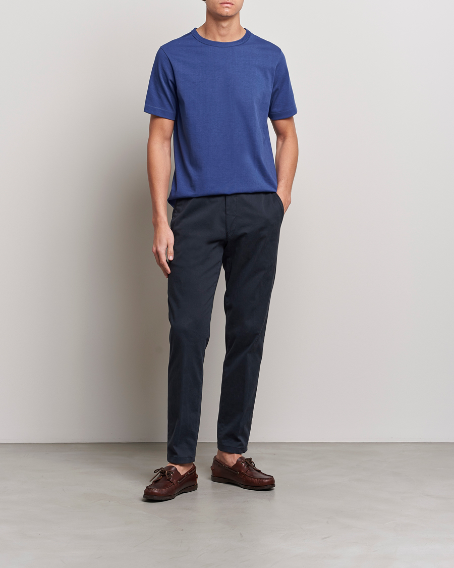 Homme | T-shirts | Merz b. Schwanen | Relaxed Loopwheeled Sturdy T-Shirt Pacific Blue