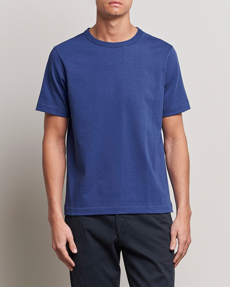 Homme | T-shirts | Merz b. Schwanen | Relaxed Loopwheeled Sturdy T-Shirt Pacific Blue