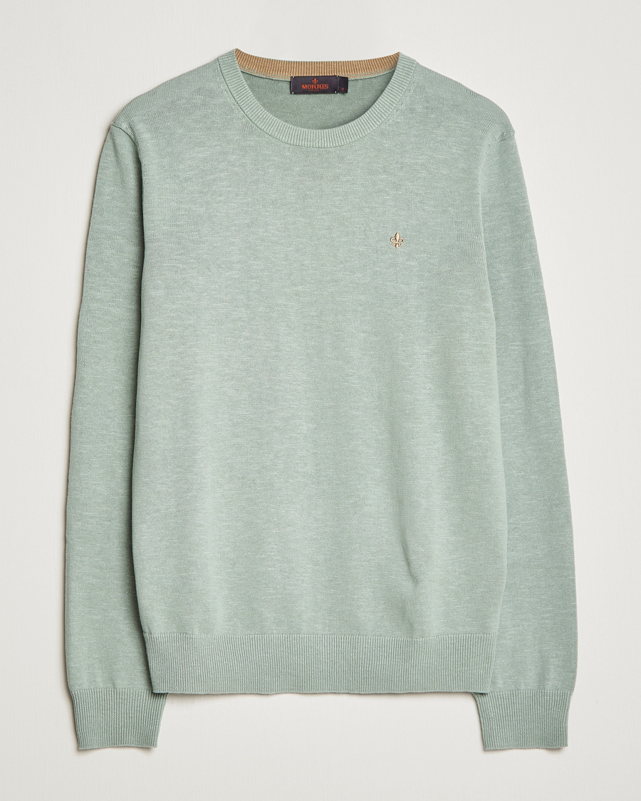 Homme | Pulls Et Tricots | Morris | Harold Cotton/Linen Summer Crew Neck Mint Green