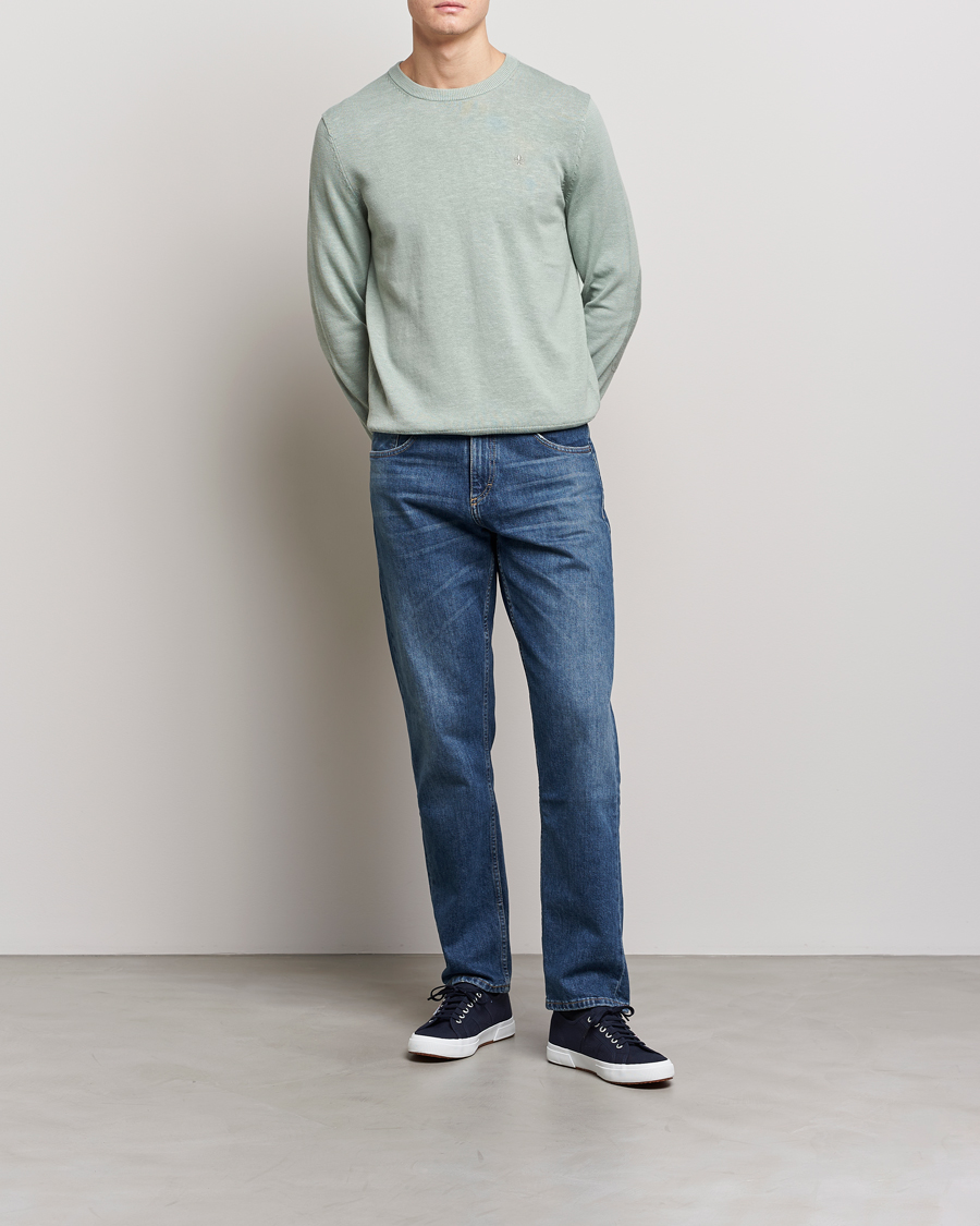 Homme | Pulls Et Tricots | Morris | Harold Cotton/Linen Summer Crew Neck Mint Green
