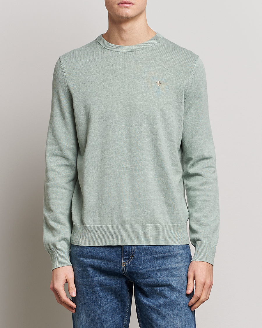 Homme | Pulls Et Tricots | Morris | Harold Cotton/Linen Summer Crew Neck Mint Green