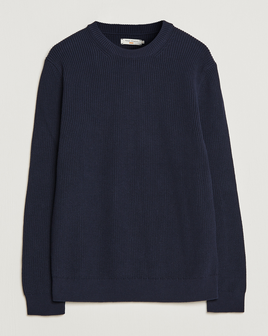 Homme | Pulls Et Tricots | Nudie Jeans | Augusti Rib Cotton Sweater Navy