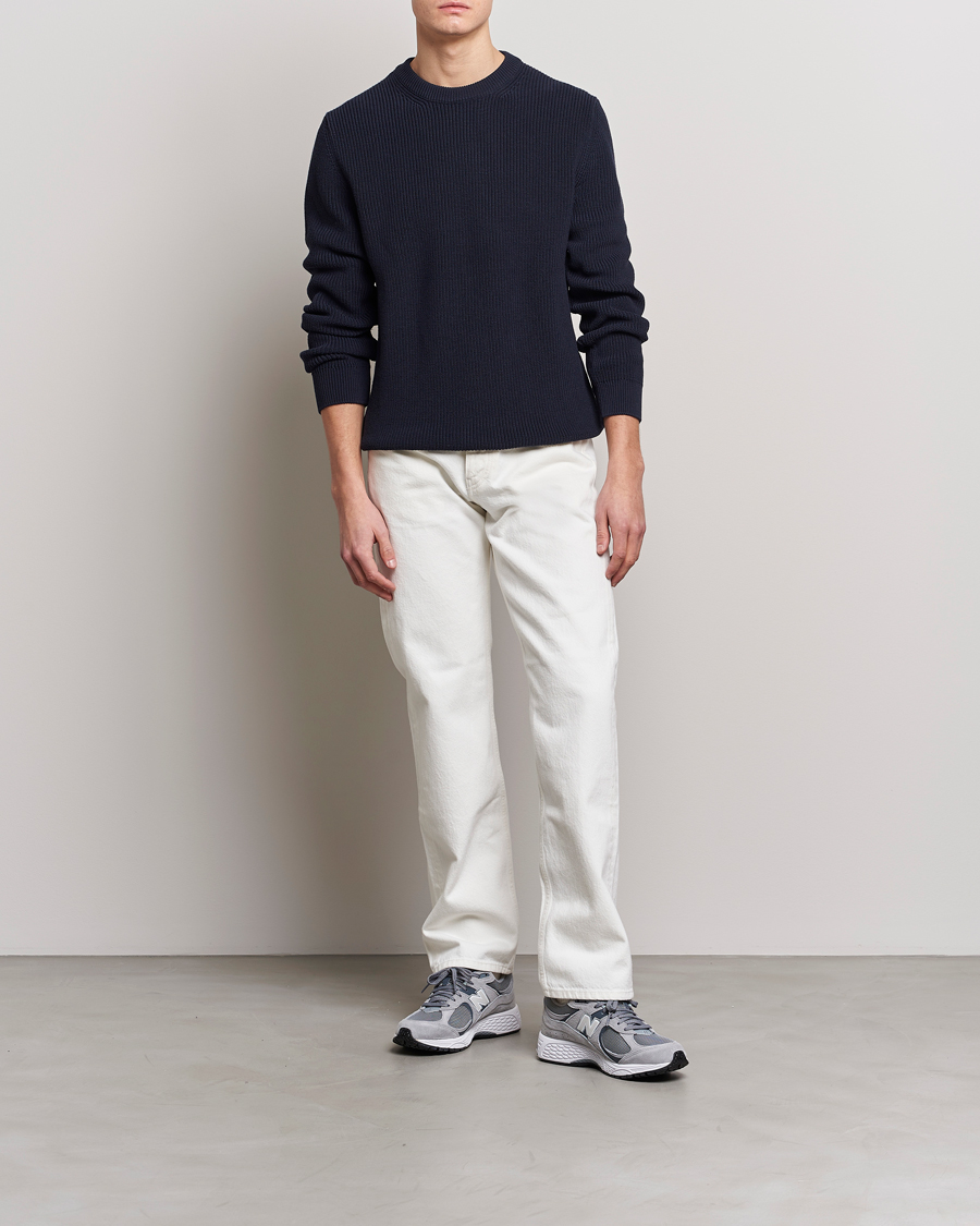 Homme | Pulls Et Tricots | Nudie Jeans | Augusti Rib Cotton Sweater Navy