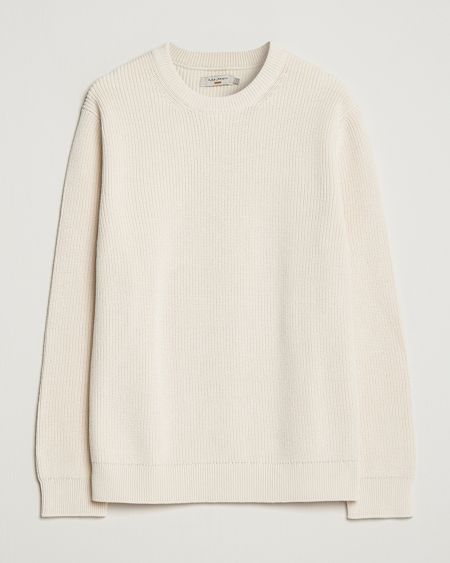 Homme | Pulls Et Tricots | Nudie Jeans | August Cotton Rib Knitted Sweater Chalk White
