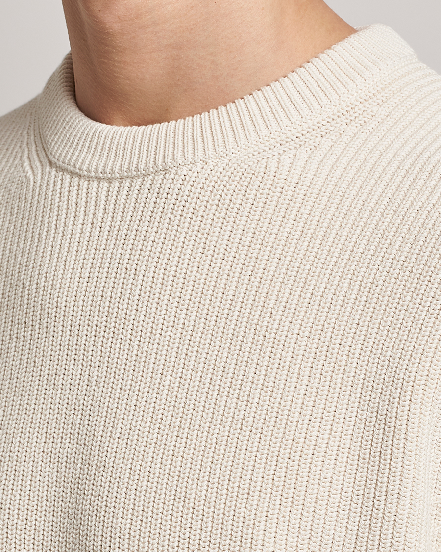Homme | Pulls Et Tricots | Nudie Jeans | August Cotton Rib Knitted Sweater Chalk White