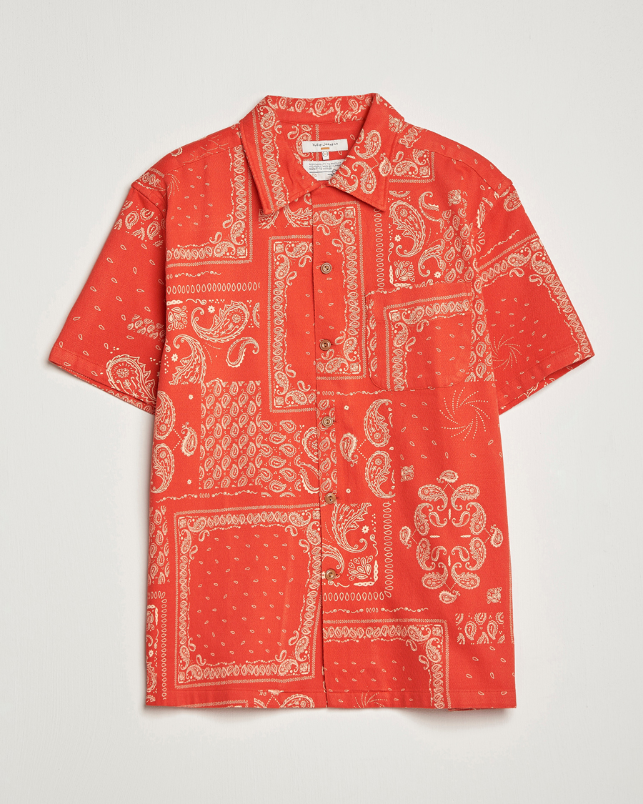 Homme | Chemises | Nudie Jeans | Aron Printed Short Sleeve Shirt Red