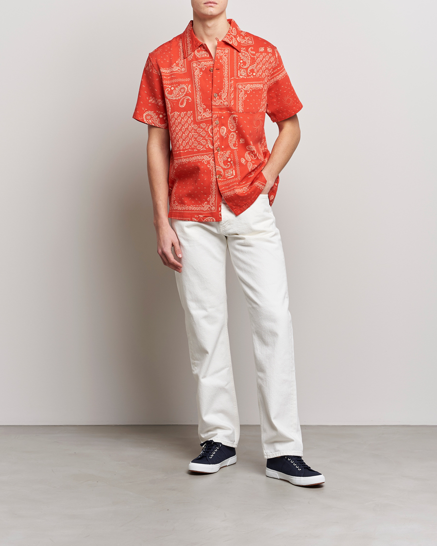 Homme | Chemises | Nudie Jeans | Aron Printed Short Sleeve Shirt Red