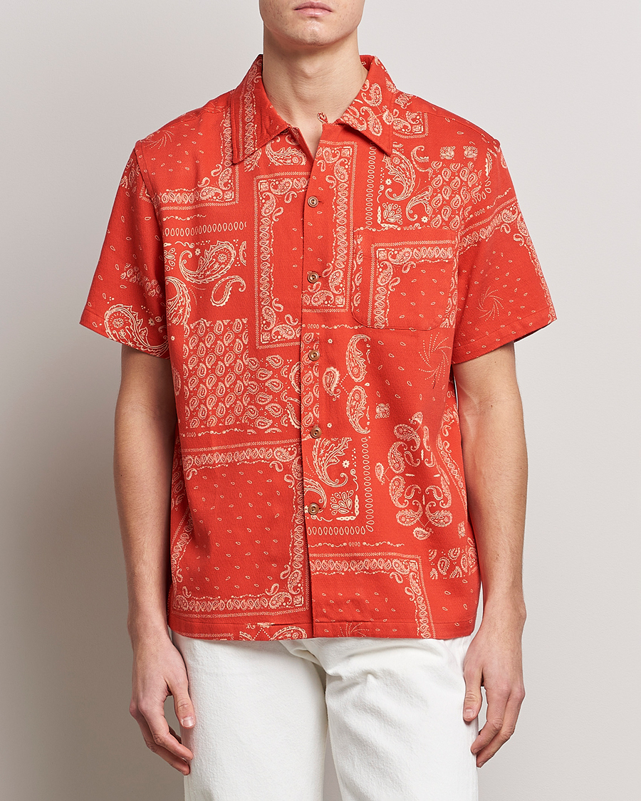 Homme | Chemises | Nudie Jeans | Aron Printed Short Sleeve Shirt Red