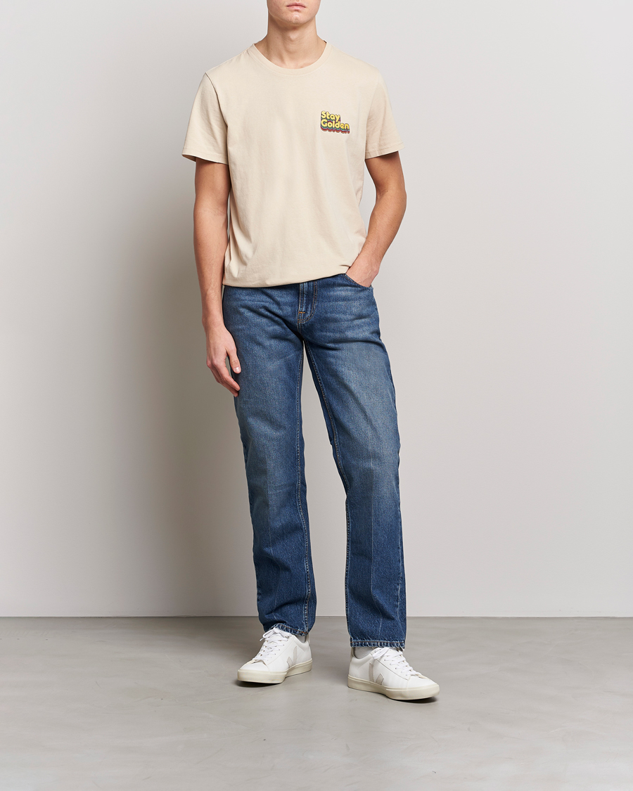Homme | T-shirts | Nudie Jeans | Roy Logo Crew Neck T-Shirt Cream