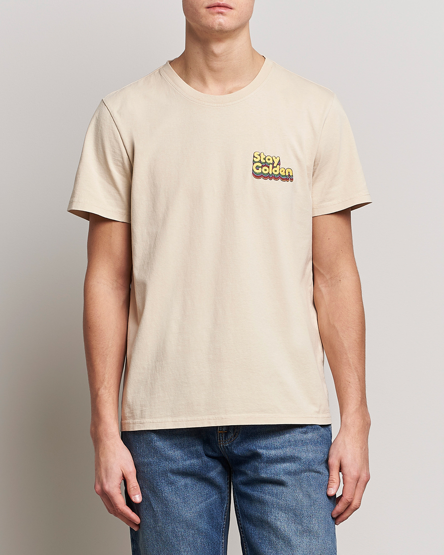 Homme | T-shirts | Nudie Jeans | Roy Logo Crew Neck T-Shirt Cream