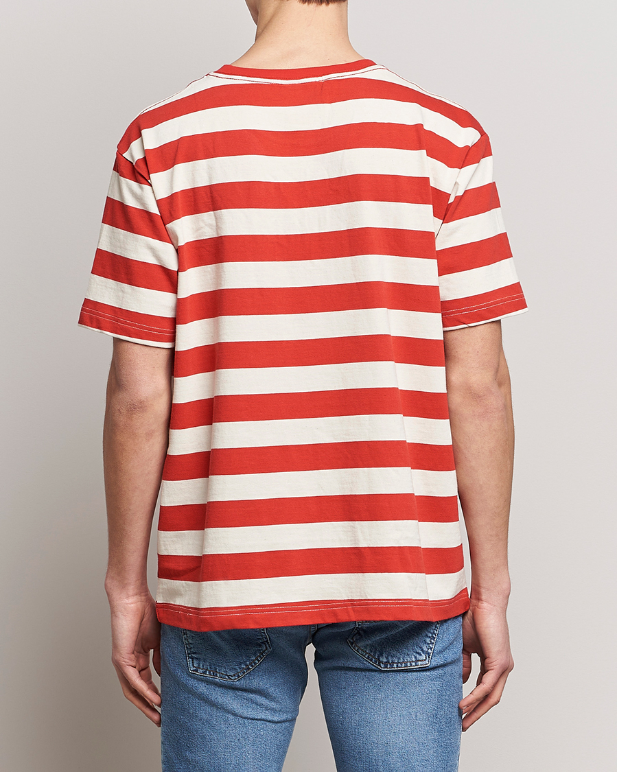 Homme | T-shirts | Nudie Jeans | Uno Blockstripe Crew Neck T-Shirt Off White/Red