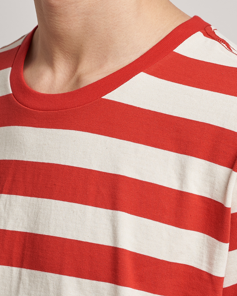 Homme | T-shirts | Nudie Jeans | Uno Blockstripe Crew Neck T-Shirt Off White/Red