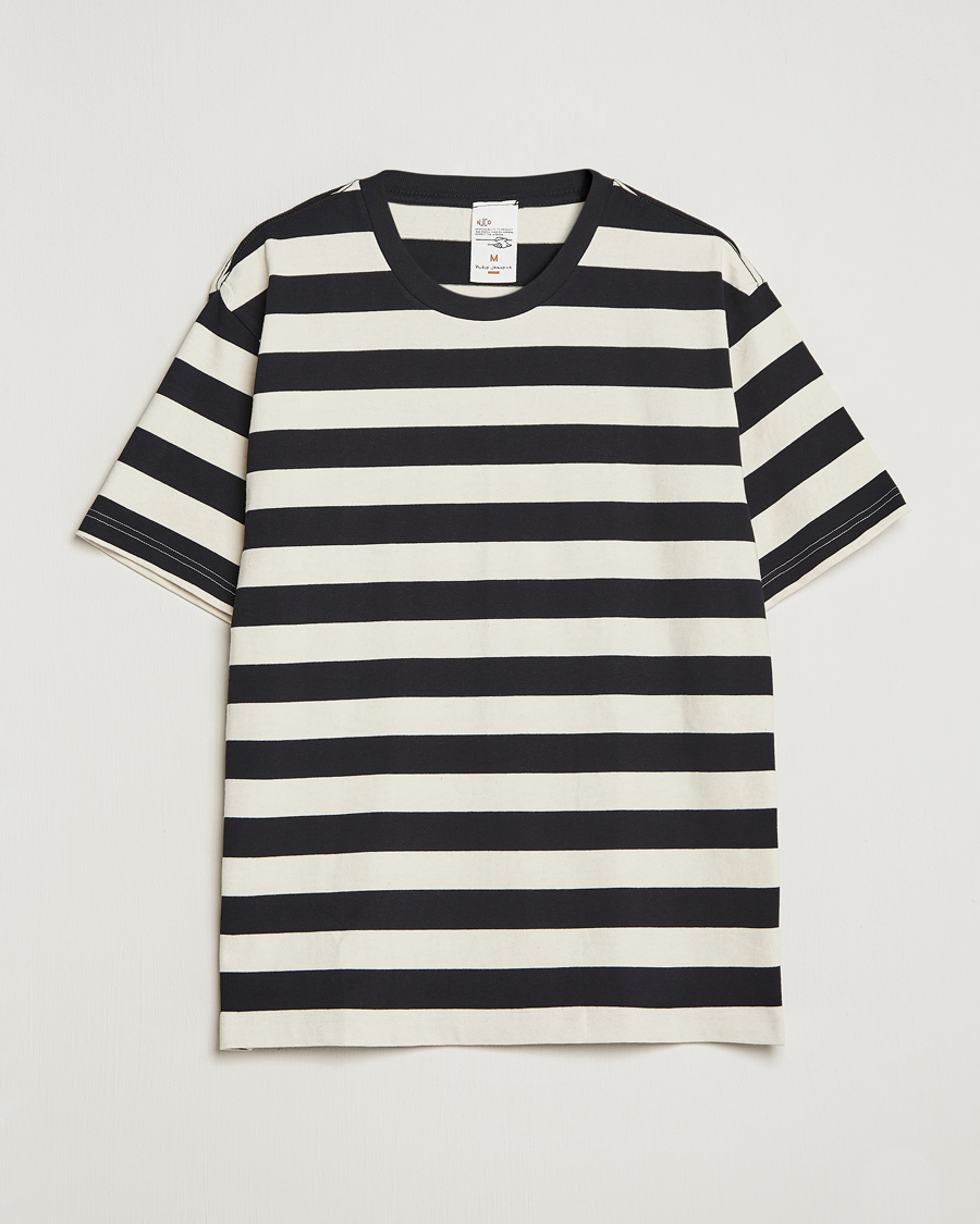 Homme | T-shirts | Nudie Jeans | Uno Blockstripe Crew Neck T-Shirt Off White/Black