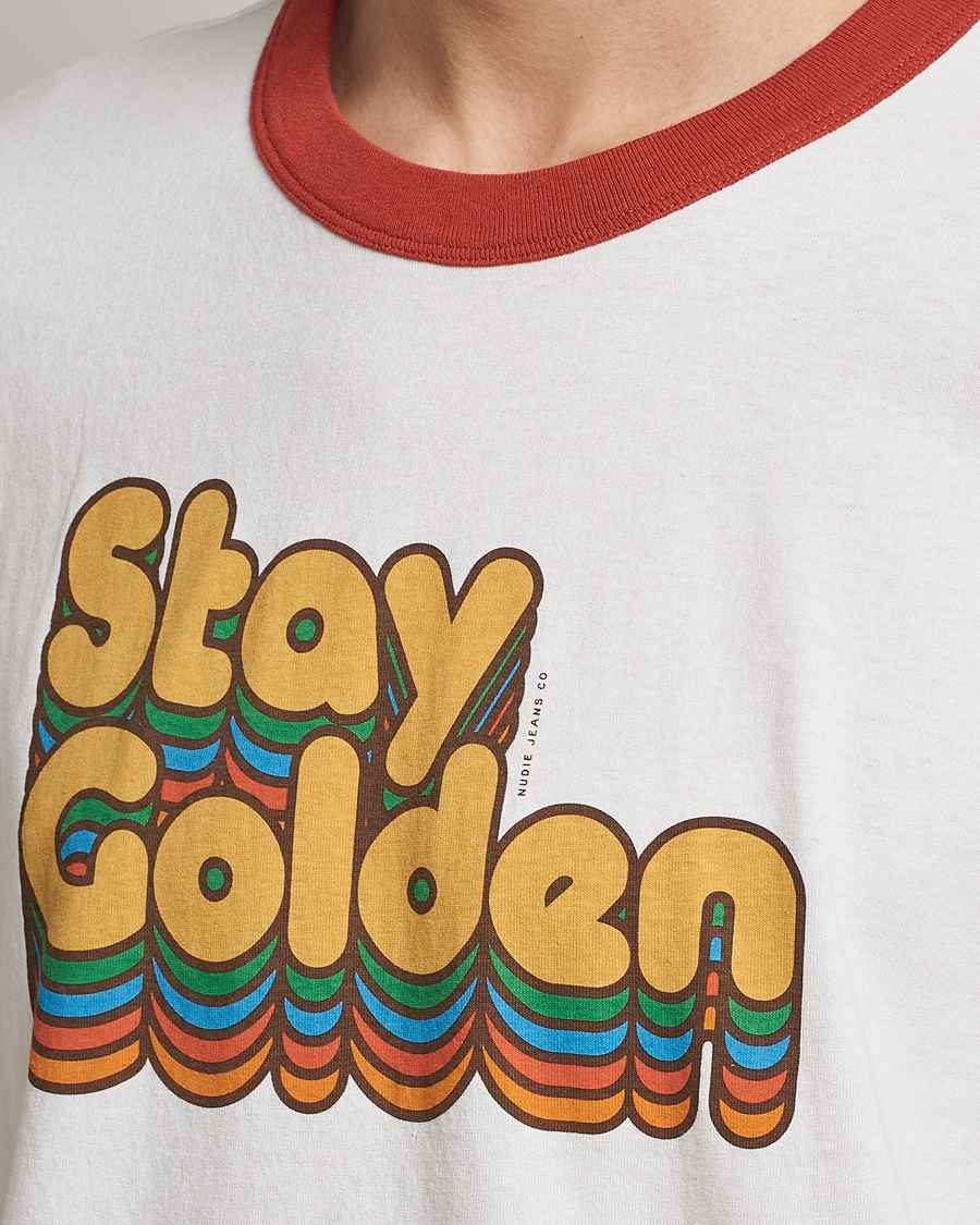 Homme | T-shirts | Nudie Jeans | Ricky Logo Crew Neck T-Shirt Chalk White