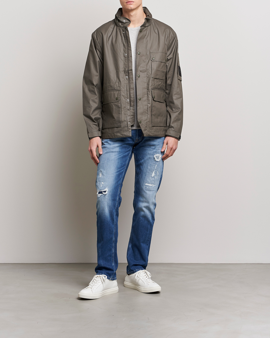 Homme | Jeans | Replay | Grover Straight Fit Stretch Shredded Jeans Blue