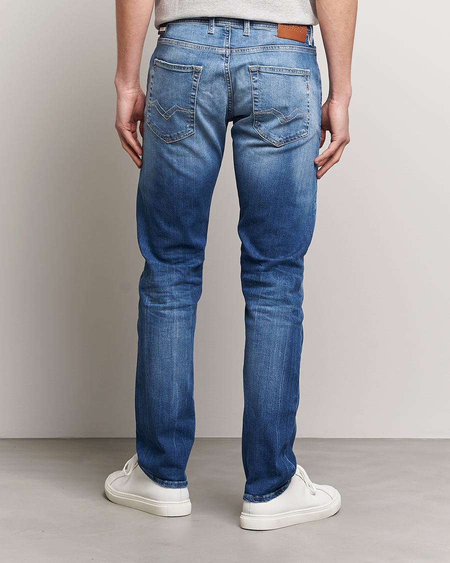 Homme | Jeans | Replay | Grover Straight Fit Stretch Shredded Jeans Blue