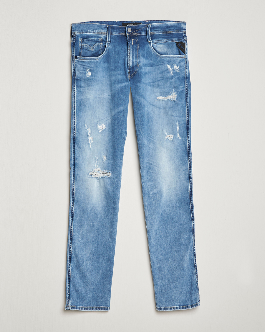 Homme | Jeans | Replay | Anbass Hyperflex X-Lite Shredded Jeans Light Blue