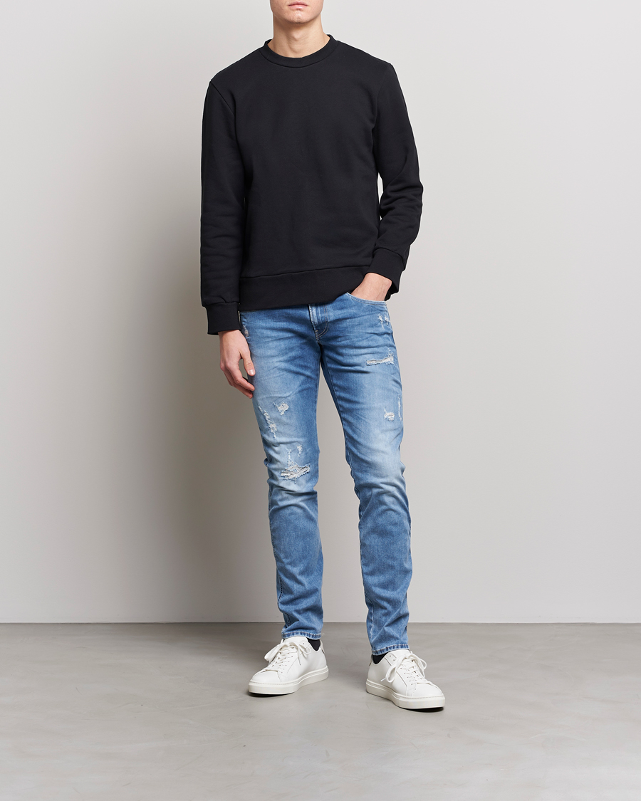 Homme | Jeans | Replay | Anbass Hyperflex X-Lite Shredded Jeans Light Blue