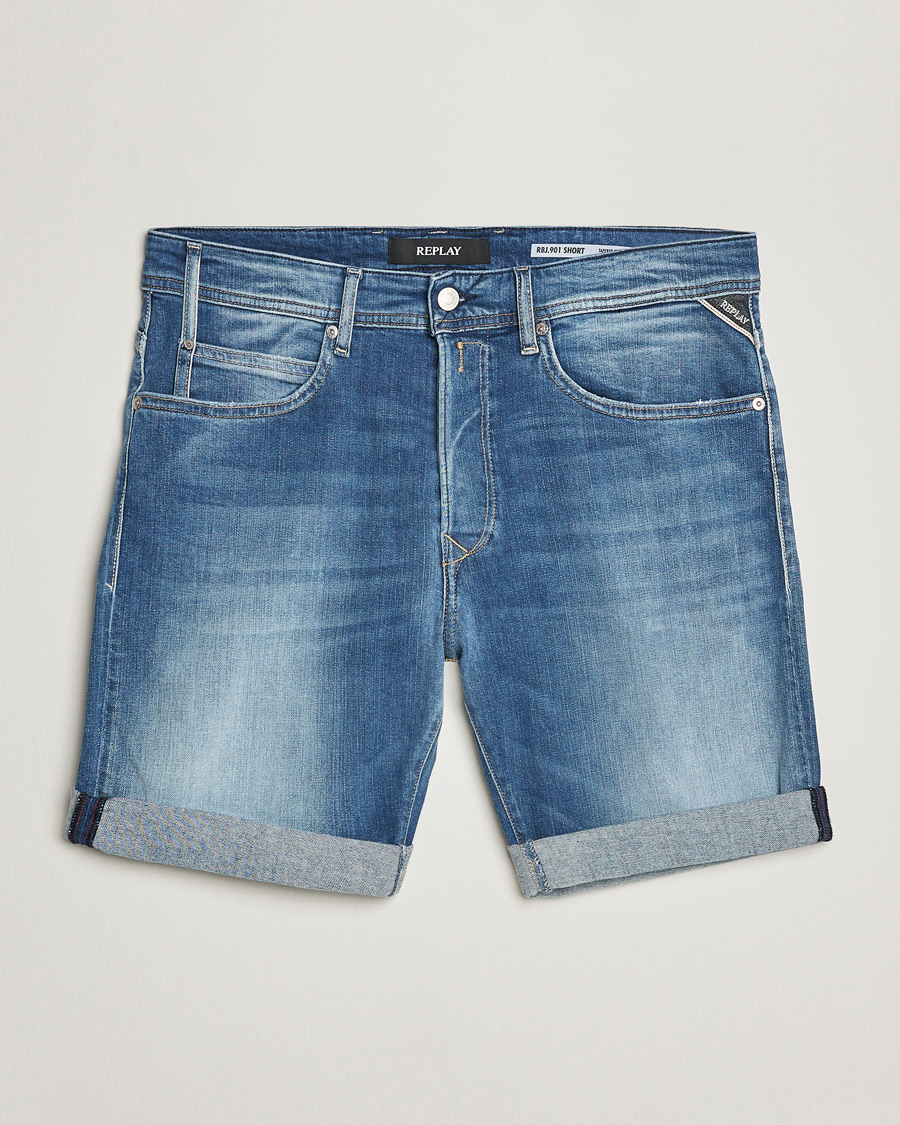 Homme | Shorts | Replay | RBJ901 Super Stretch Bio Denim Shorts Medium Blue