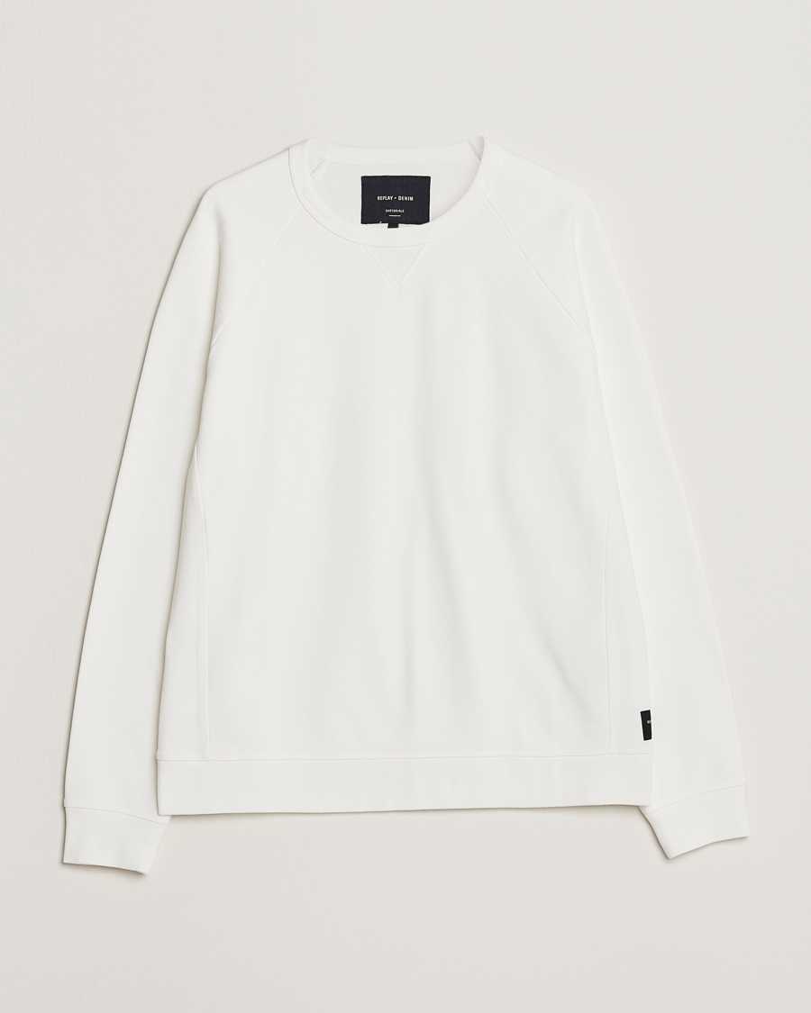 Homme | Pulls Et Tricots | Replay | Sartoriale Jersey Crew Neck Sweatshirt Chalk White