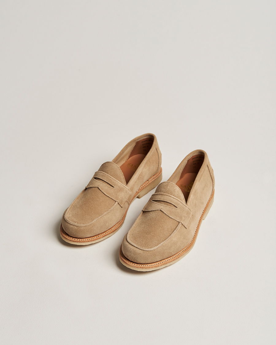 Homme | Sanders Edwin Unlined Suede Penny Loafer Milkshake | Sanders | Edwin Unlined Suede Penny Loafer Milkshake