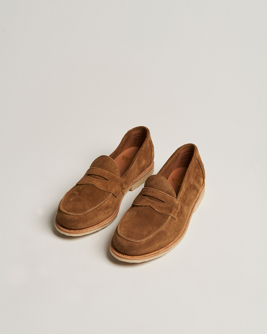 Homme | Sanders Edwin Unlined Suede Penny Loafer Tobacco | Sanders | Edwin Unlined Suede Penny Loafer Tobacco
