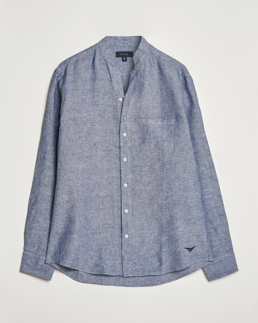 Homme | Chemises | SEASE | Fishtail Linen Shirt Sky Blue
