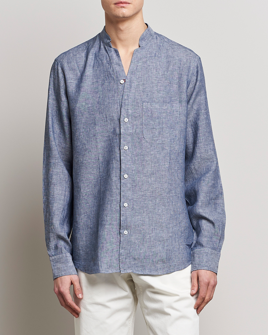 Homme | Chemises | SEASE | Fishtail Linen Shirt Sky Blue