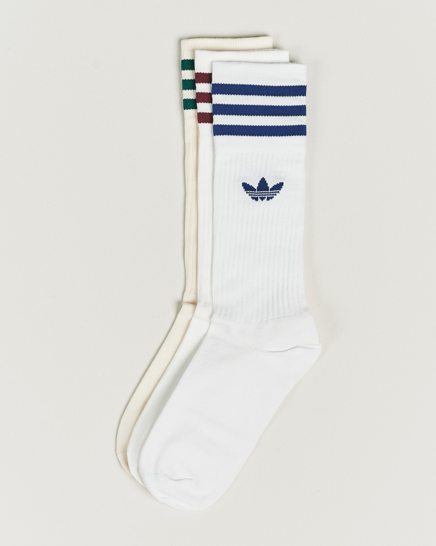 Homme | Sous-Vêtements Et Chaussettes | adidas Originals | 3-Pack Solid Crew Sock White