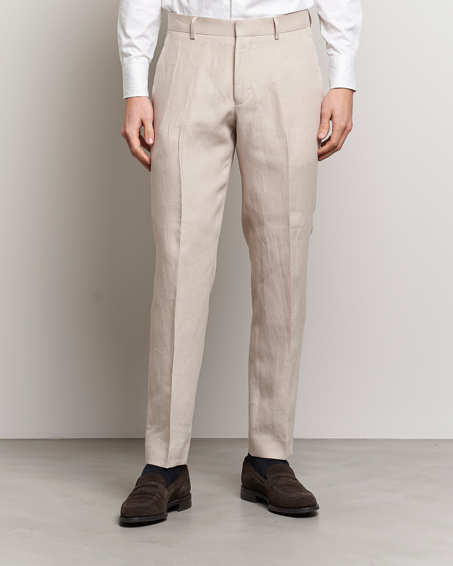 Homme | Pantalons | Tiger of Sweden | Tenutas Linen Trousers Cream Sand