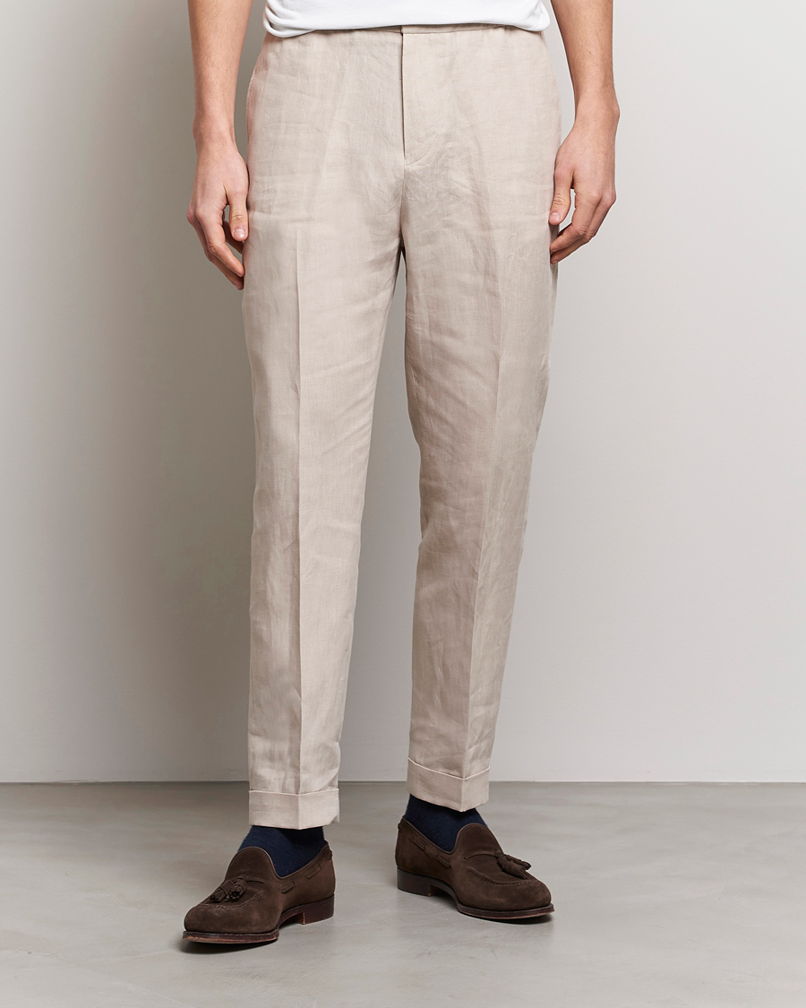 Homme | Pantalons | Tiger of Sweden | Taven Linen Trousers Cream Sand