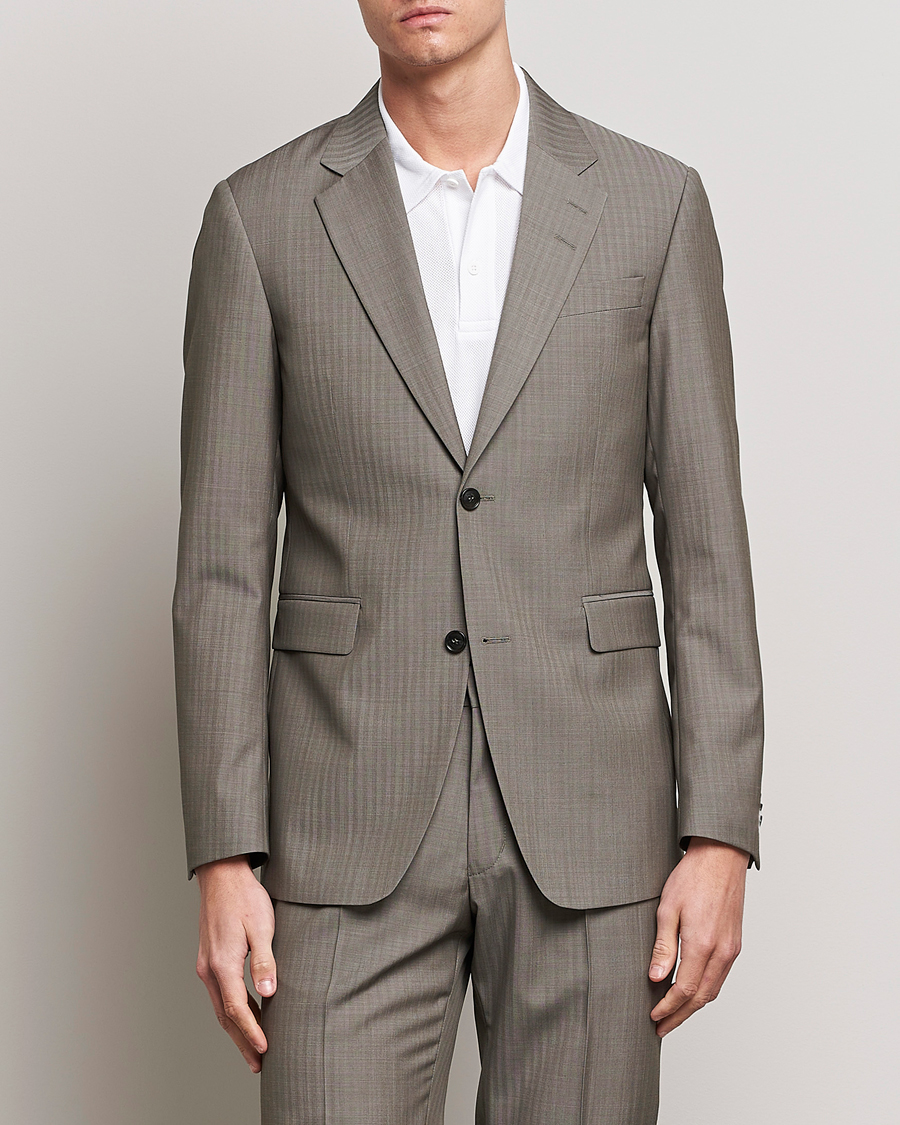 Homme | Blazers | Tiger of Sweden | Justin Herringbone Wool Blazer Dark Sand