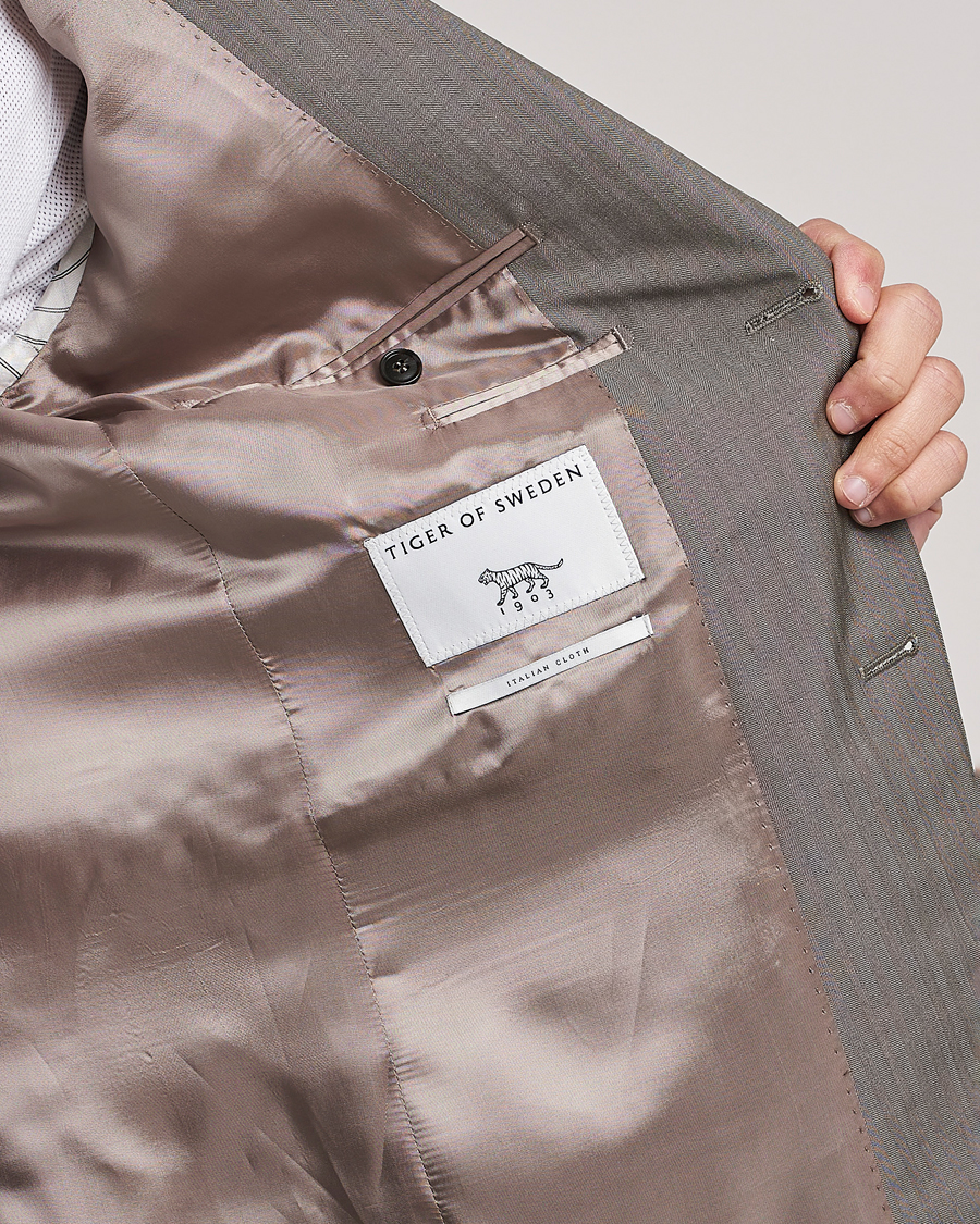 Homme | Blazers | Tiger of Sweden | Justin Herringbone Wool Blazer Dark Sand