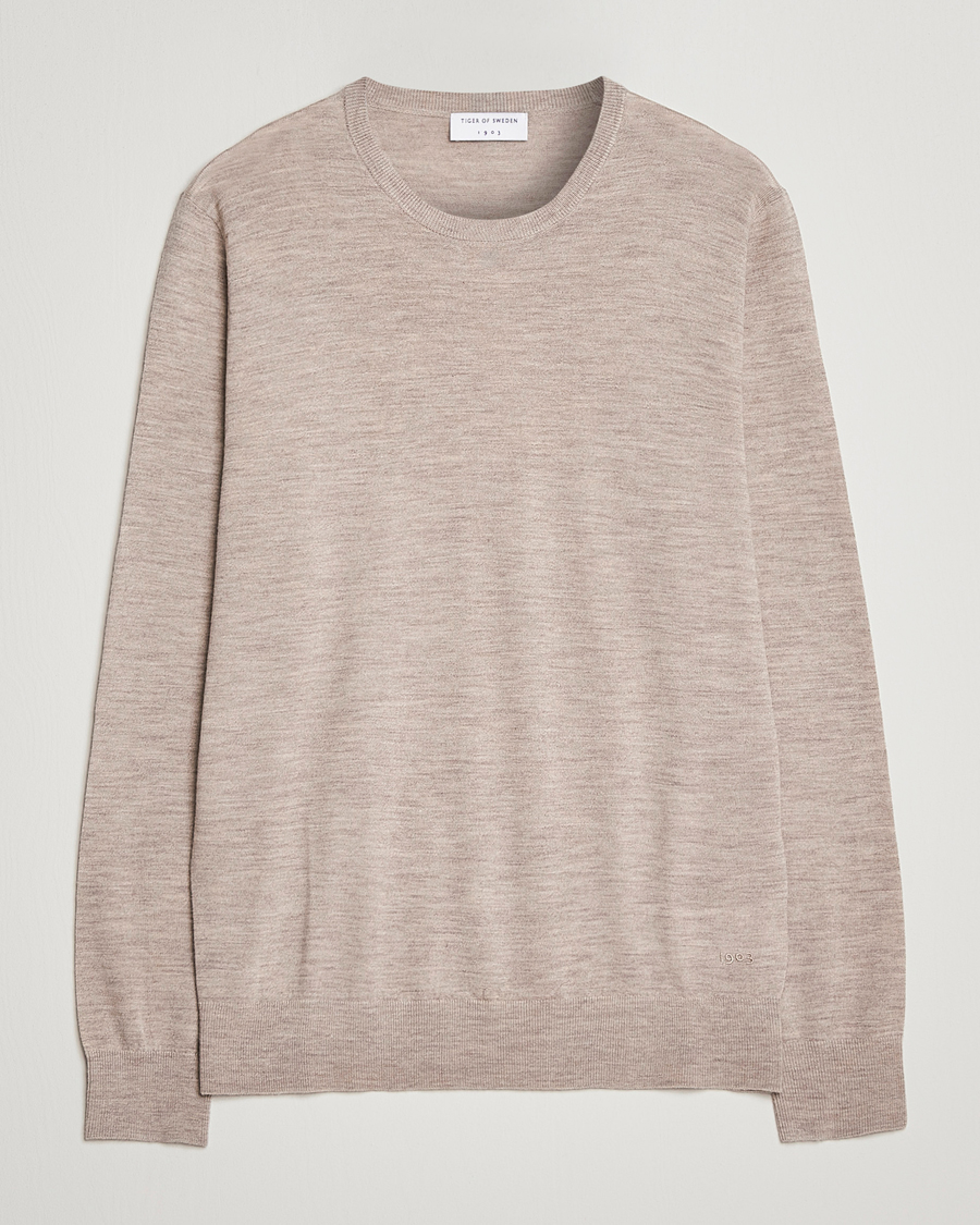 Homme | Pulls Et Tricots | Tiger of Sweden | Nichols Extra Fine Merino Crew Neck Beige Melange