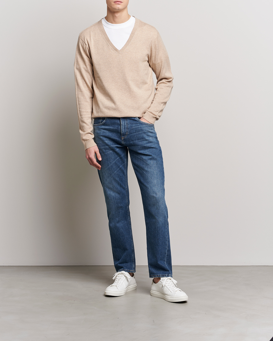 Homme | Pulls Et Tricots | Tiger of Sweden | Pernell Extra Fine Merino V-Neck Beige Melange