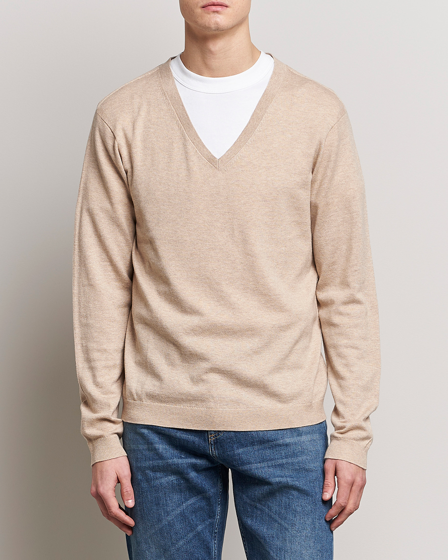 Homme | Pulls Et Tricots | Tiger of Sweden | Pernell Extra Fine Merino V-Neck Beige Melange