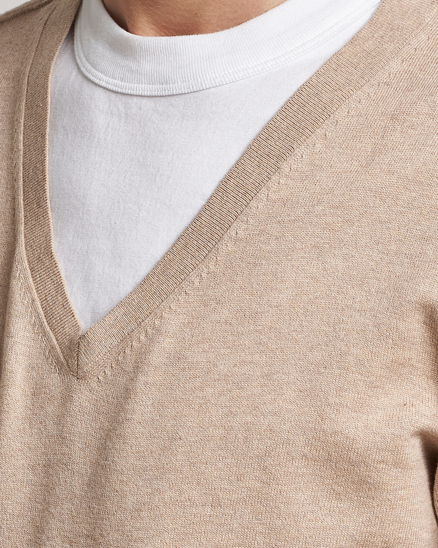 Homme | Pulls Et Tricots | Tiger of Sweden | Pernell Extra Fine Merino V-Neck Beige Melange