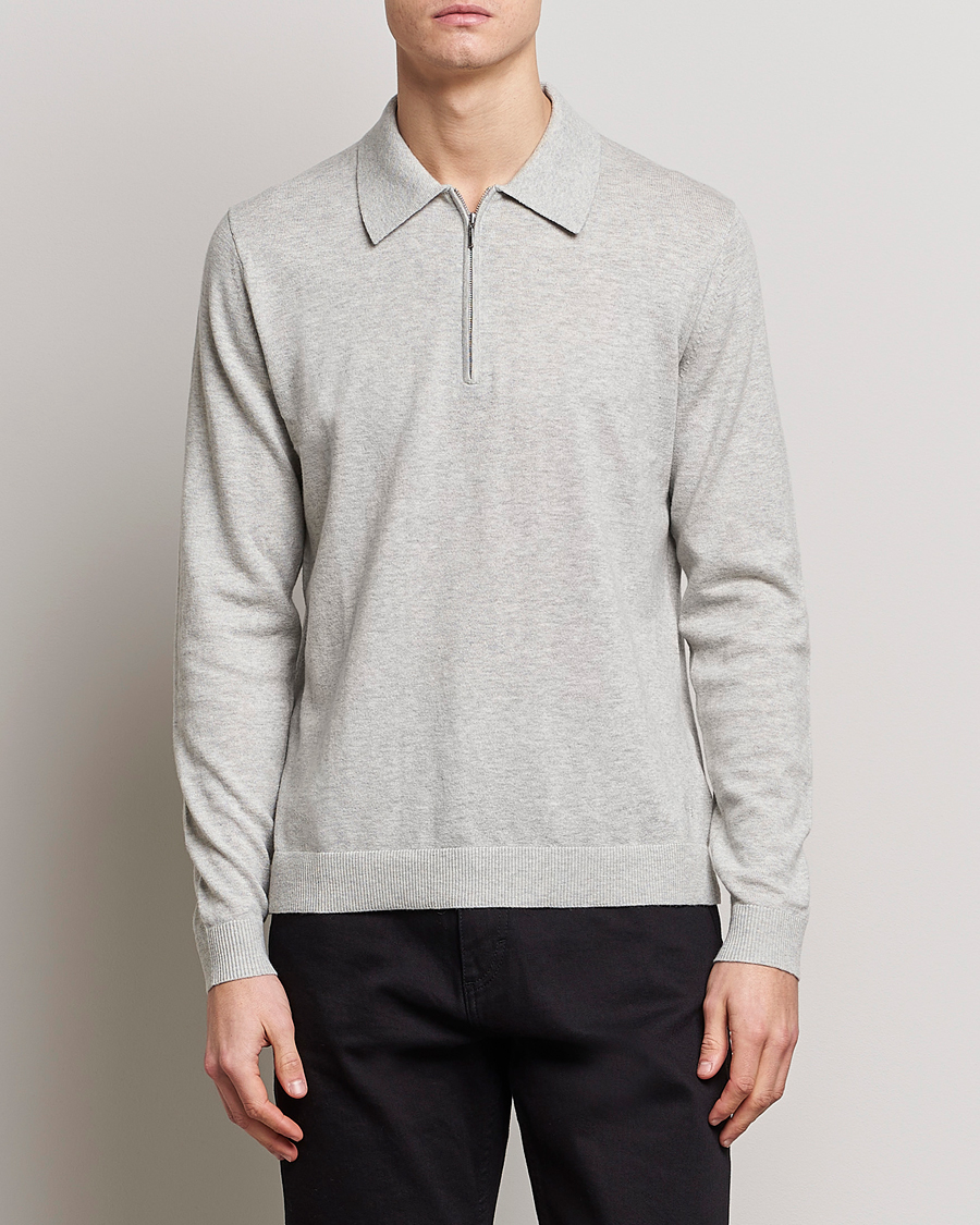 Homme | Pulls Et Tricots | Tiger of Sweden | Orbit Merino Wool Half Zip Light Grey Melange