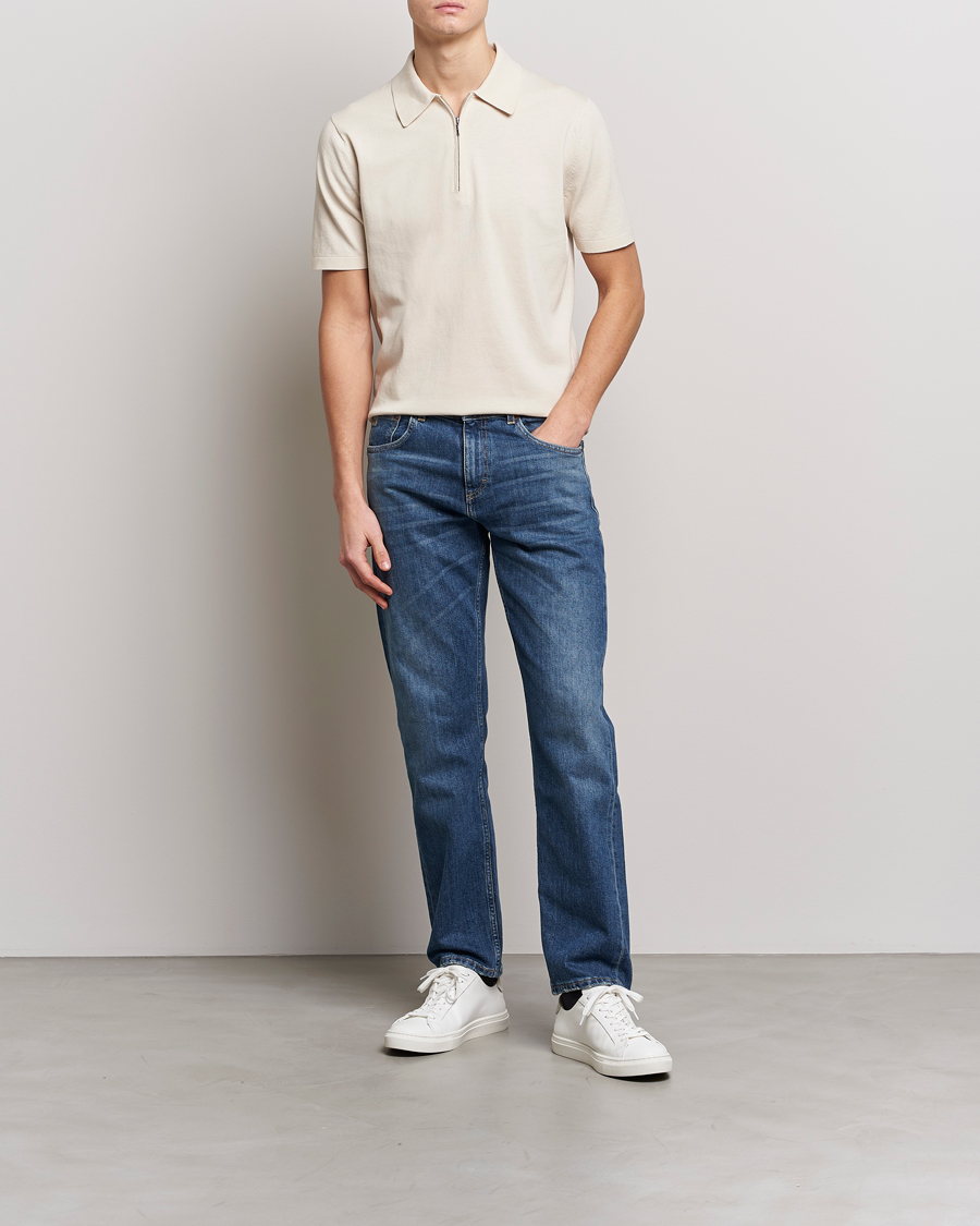 Homme | Polos | Tiger of Sweden | Orbit Cotton Half Zip Light Ivory