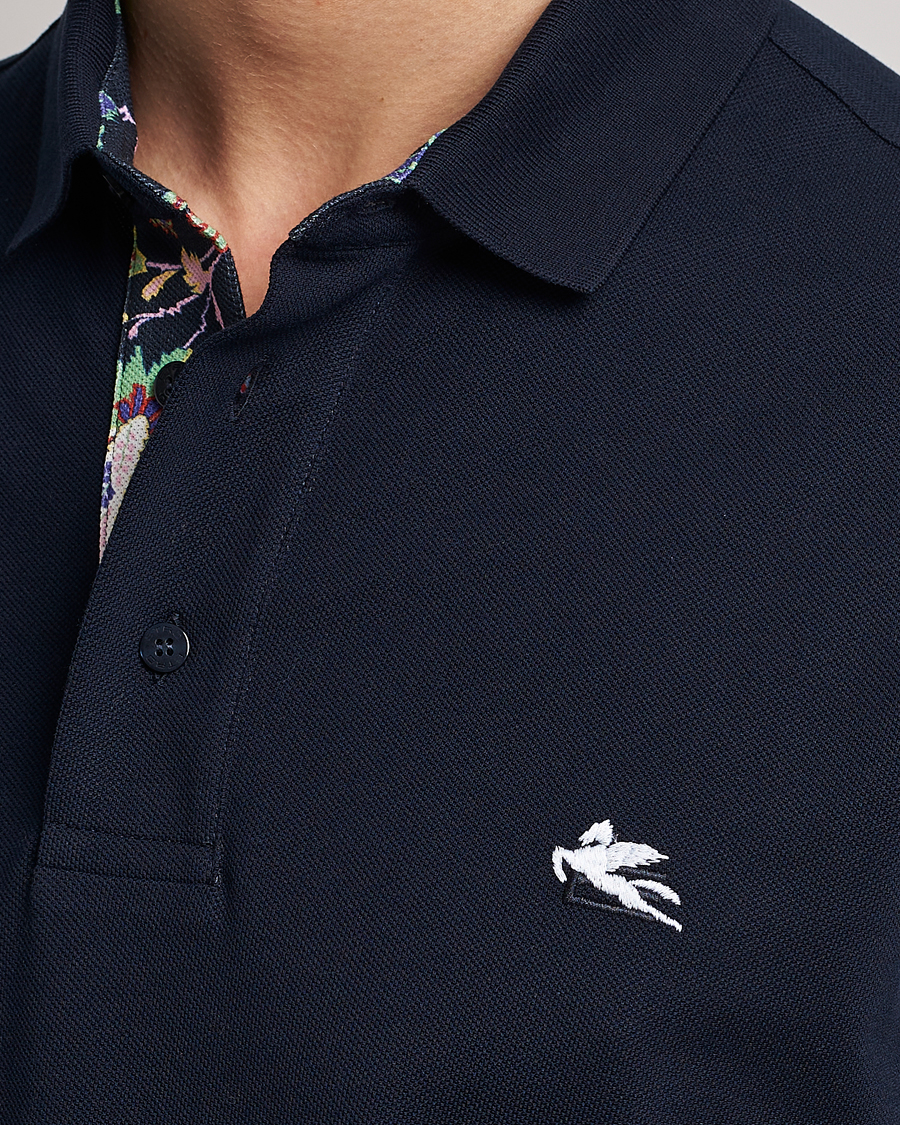 Homme | Polos | Etro | Short Sleeve Contrast Paisley Polo Navy