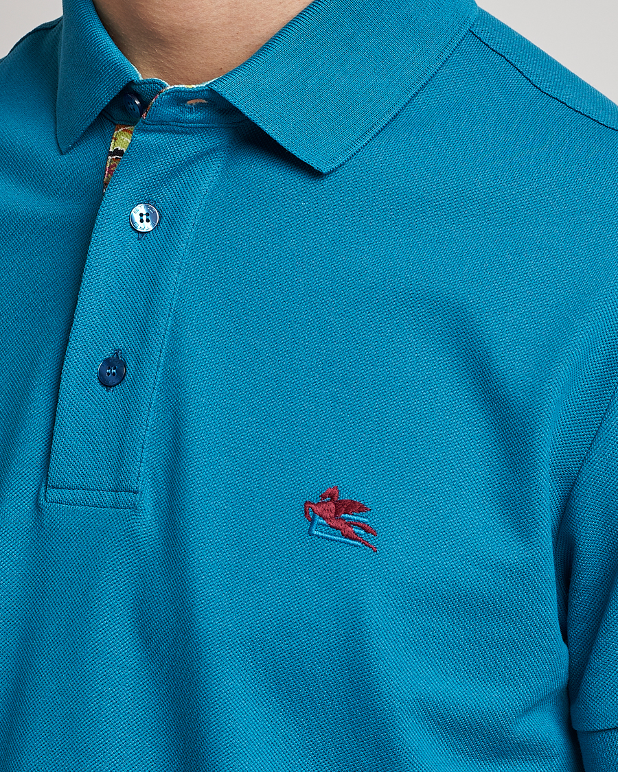 Homme | Polos | Etro | Short Sleeve Contrast Paisley Polo Azzurro