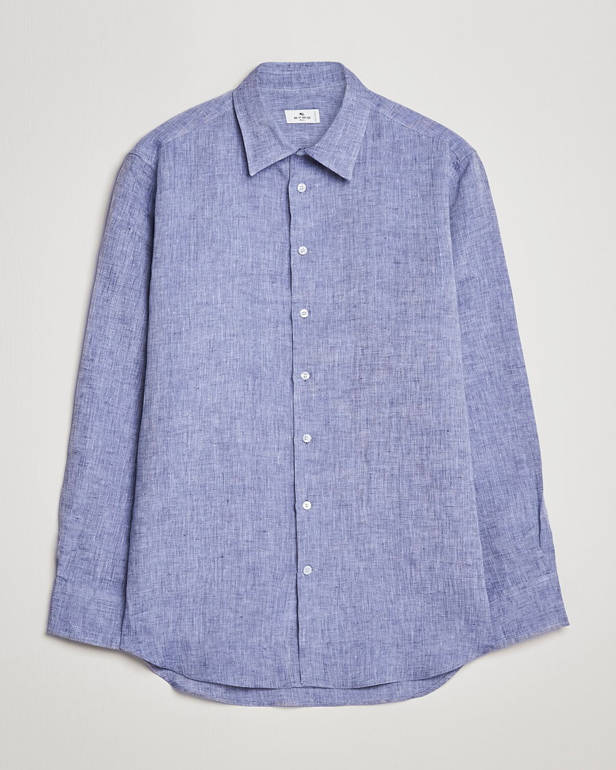 Homme | Chemises | Etro | Linen Sport Shirt Dark Blue