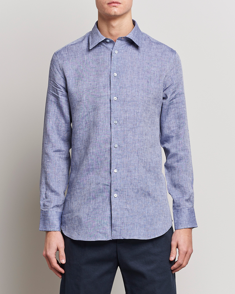 Homme | Chemises | Etro | Linen Sport Shirt Dark Blue