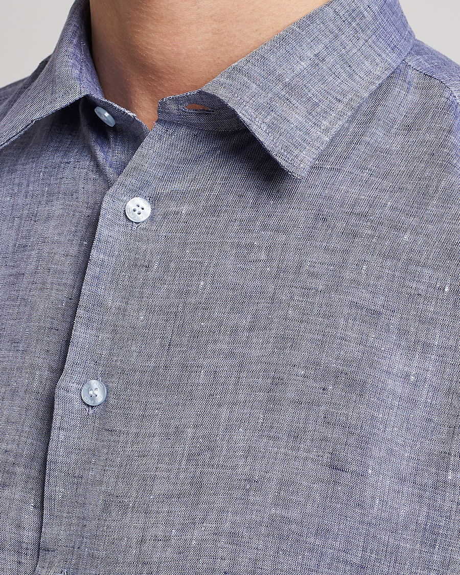 Homme | Chemises | Etro | Linen Sport Shirt Dark Blue