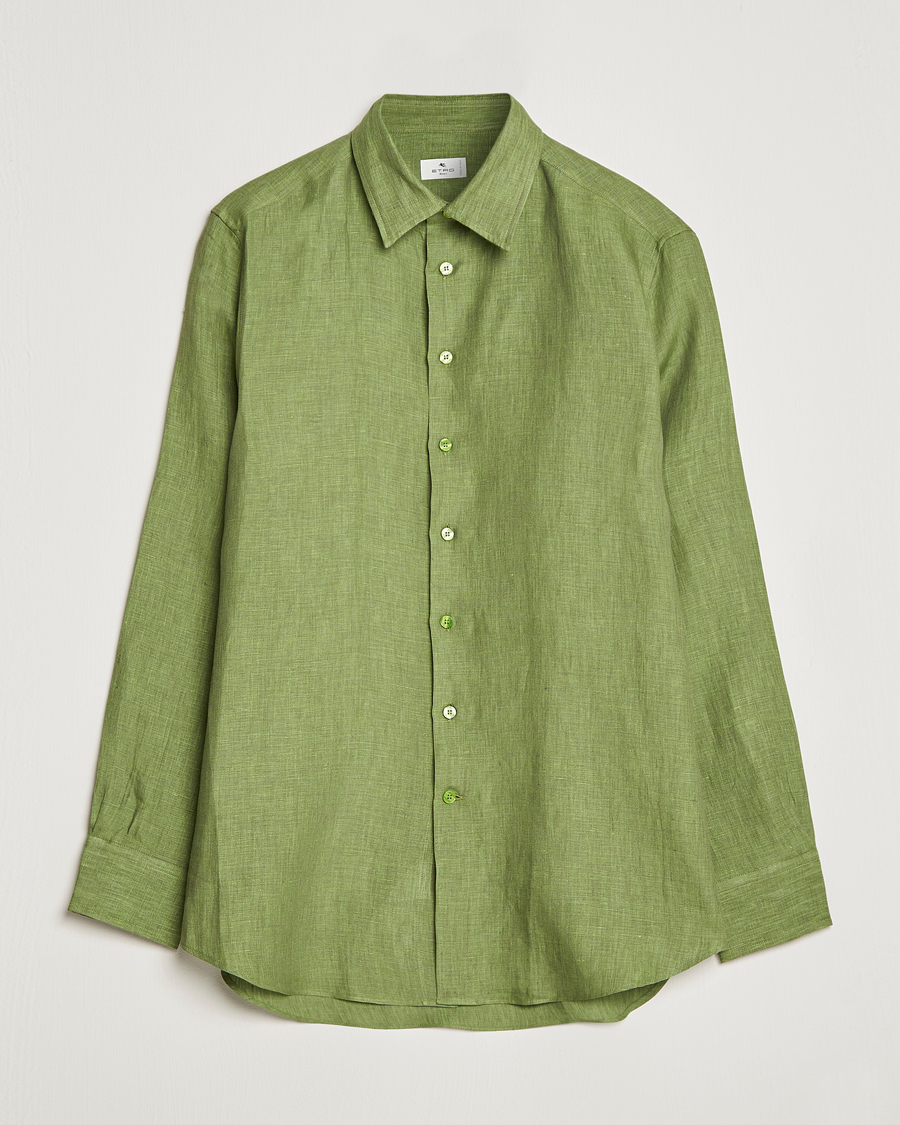 Homme | Chemises | Etro | Linen Sport Shirt Green