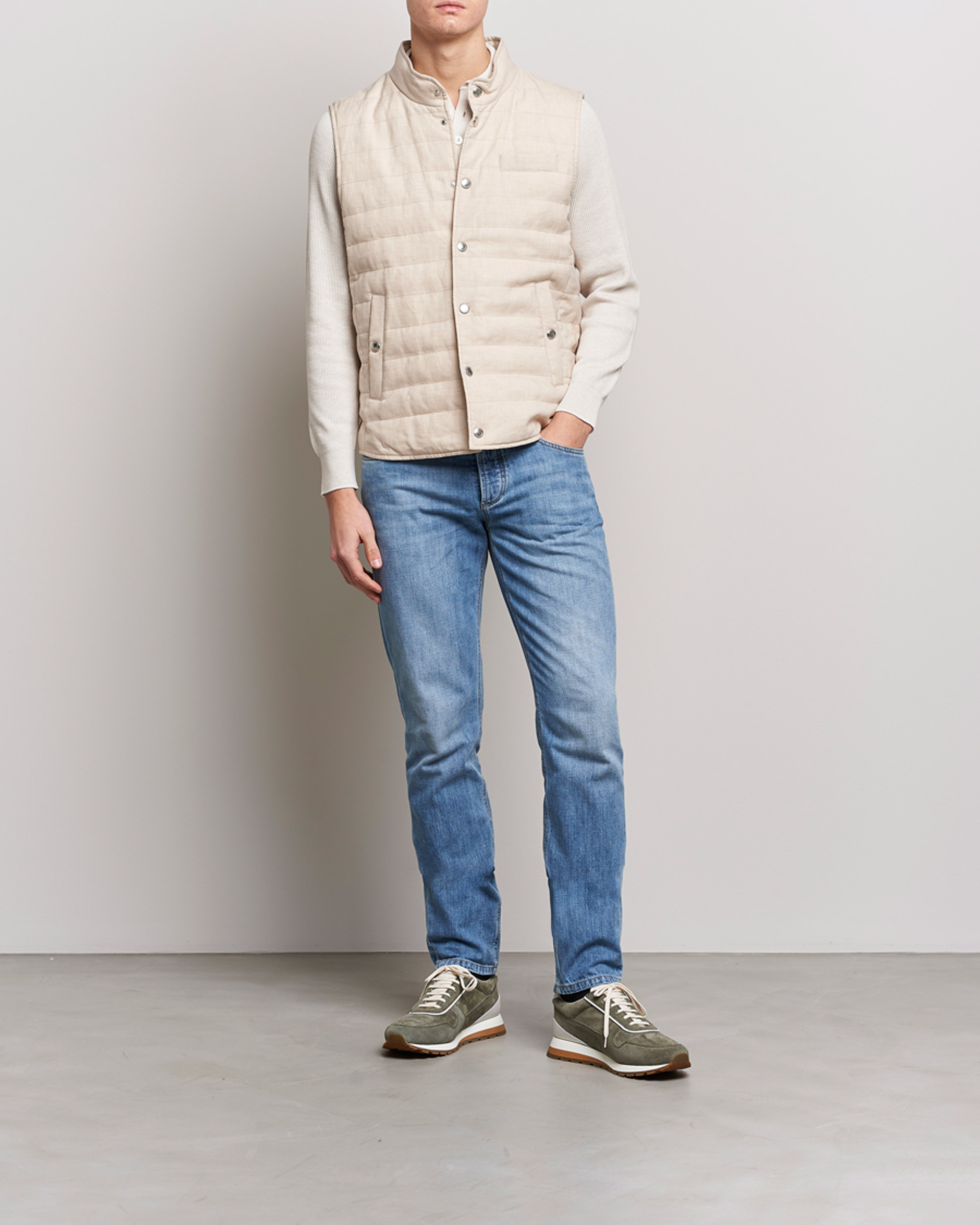 Homme | Gilets | Brunello Cucinelli | Cotton/Linen Gilet Light Beige